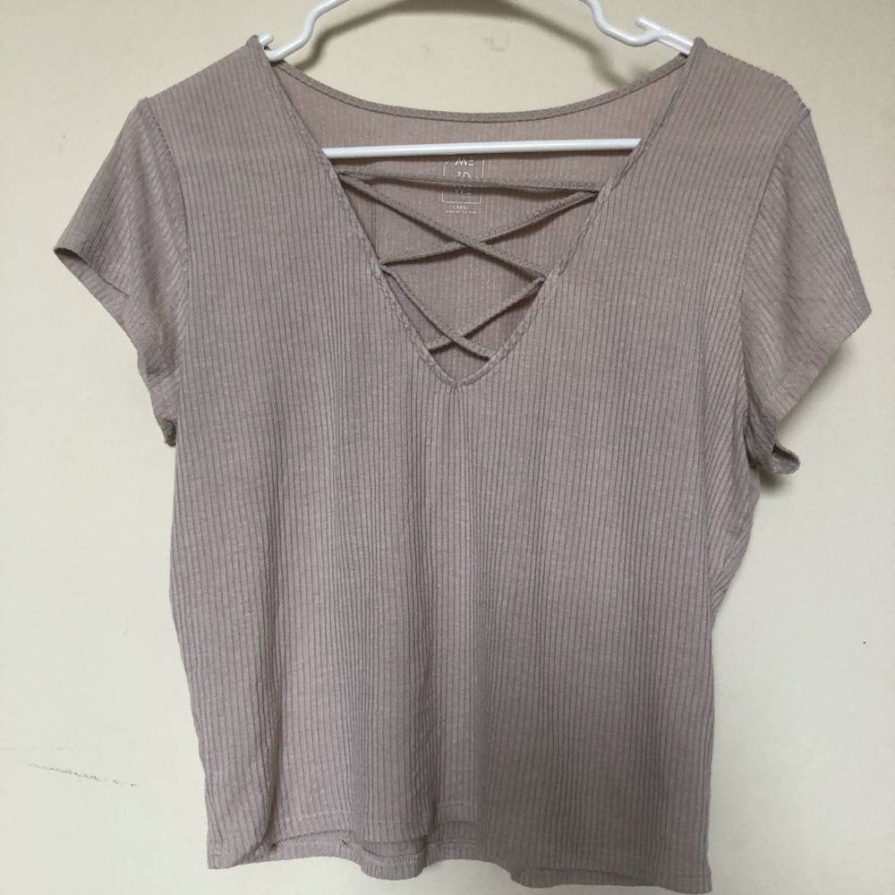Beige crisscross shirt